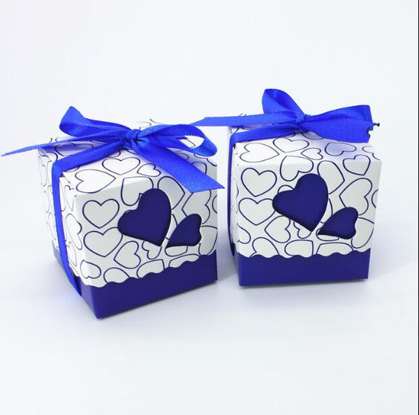 100pcs heart gift box with ribbon,Bridesmaid favor boxes,small Gift box, party Favor box,New baby shower party decorations,candy packaging boxes,chocolate boxes - Kdecoration