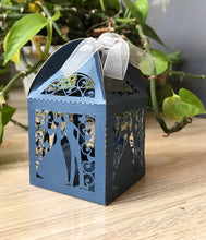 100pcs Pearl Navy Blue Bride&Groom Laser Cut Wedding Favor Boxes with ribbon,Laser Cut Wedding Gift Boxes,Small Gift Packaing Boxes,Candy Gift Boxes,Table Decorations,Wedding Favors - Kdecoration