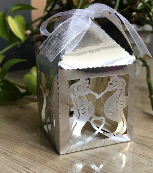 100pcs metallic seahorse navy blue laser cut wedding gift boxes,laser cut wedding favor boxes,wedding favors for guests,small packaging boxes - Kdecoration