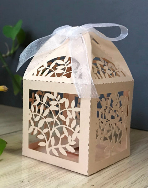 100pcs pearl incarnadine leaf Table decorations,laser cut wedding gift boxes - Kdecoration