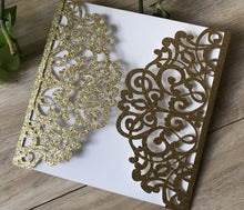 50pcs Glitter Gold Laser Cut Invitations,Laser Cut Wedding Cards,zazzle wedding invitations - Kdecoration