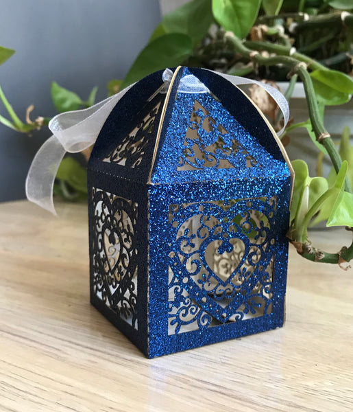 100pcs Glitter Heart Laser Cut wedding favor boxes,small chocolate gift Boxes,Favour boxes - Kdecoration