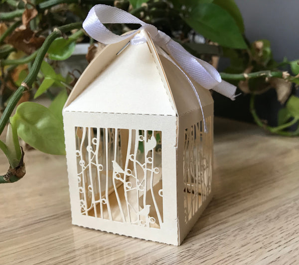 100pcs Incarnadine Small Gift Packaging Boxes,Candy/Chocolate Laser Cut Wedding Gift Box With Ribbon,Laser Cut Wedding Favor Boxes,Candy Box - Kdecoration