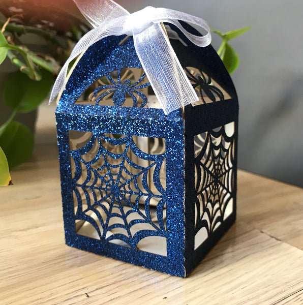 100pcs Glitter Navy Blue gift boxes,thank you gift box,small gift box,Laser Cut wedding favor box - Kdecoration