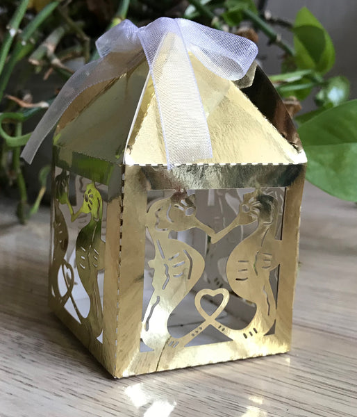 100pcs metallic seahorse navy blue laser cut wedding gift boxes,laser cut wedding favor boxes,wedding favors for guests,small packaging boxes - Kdecoration