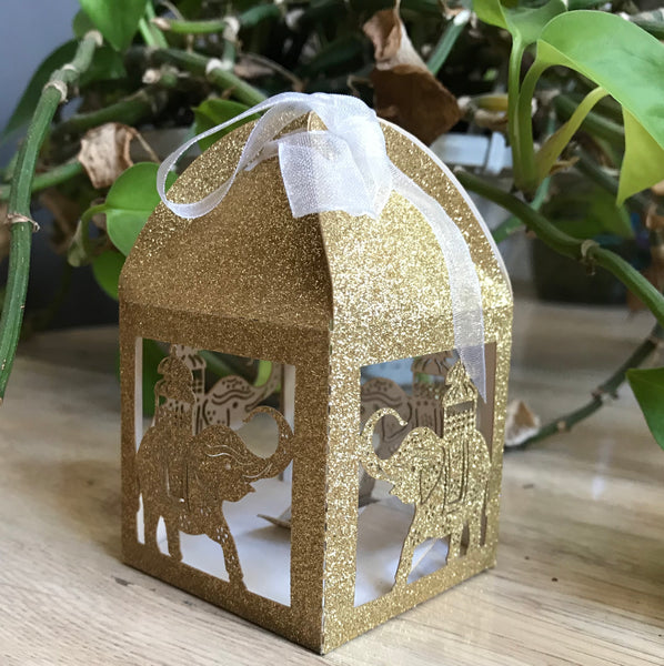 Elephant 100pcs Glitter Small Gift Boxes,Laser Cut Wedding Favor Boxes,wedding favors for guests - Kdecoration