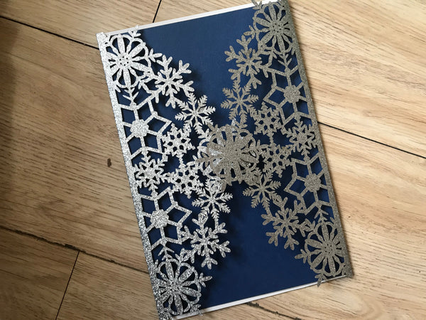 50pcs Glitter Silver Snowflake Laser Cut wedding invitations cards,laser cut wedding invite cards,Laser Cut Wedding Cards,Invitations Cards,Bridal Shower Invitations,Engagement Invitations - Kdecoration