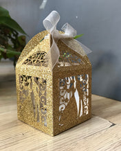 100pcs Glitter Gold Love Laser Cut Wedding Favor Boxes,Bridal Shower gift boxes with Ribbon - Kdecoration