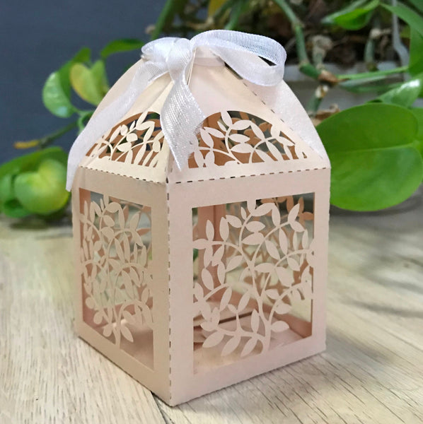 100pcs pearl incarnadine leaf Table decorations,laser cut wedding gift boxes - Kdecoration