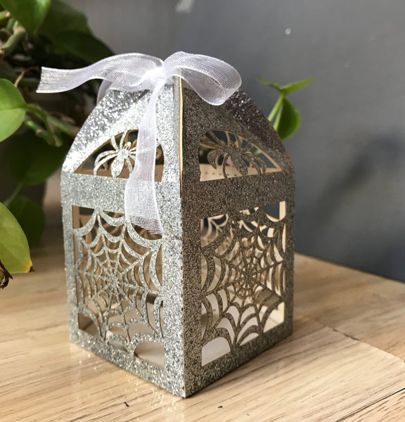 100pcs Glitter Navy Blue gift boxes,thank you gift box,small gift box,Laser Cut wedding favor box - Kdecoration