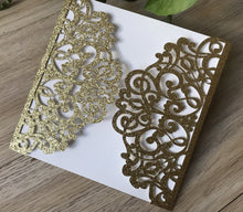 50pcs Glitter Gold Laser Cut Invitations,Laser Cut Wedding Cards,zazzle wedding invitations - Kdecoration