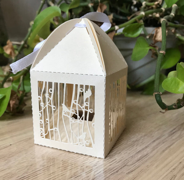 100pcs Incarnadine Small Gift Packaging Boxes,Candy/Chocolate Laser Cut Wedding Gift Box With Ribbon,Laser Cut Wedding Favor Boxes,Candy Box - Kdecoration