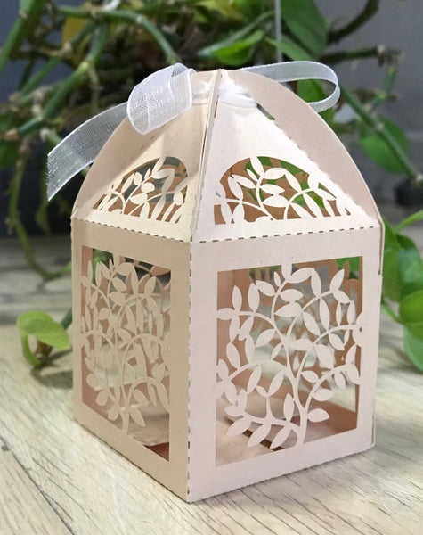 100pcs pearl incarnadine leaf Table decorations,laser cut wedding gift boxes - Kdecoration