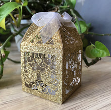 100pcs Glitter Gold laser cut Wedding Favor Boxes •Candy Chocolate Sweets gift Boxes - Kdecoration