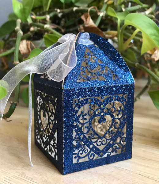 100pcs glitter silver heart gift boxes,laser cut wedding favor boxes,Small Gift Chocolate Boxes - Kdecoration