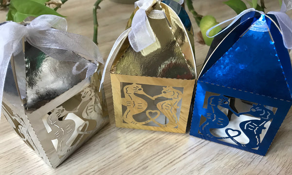 100pcs metallic seahorse navy blue laser cut wedding gift boxes,laser cut wedding favor boxes,wedding favors for guests,small packaging boxes - Kdecoration