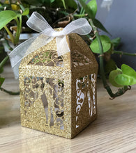 100pcs Glitter Gold Love Laser Cut Wedding Favor Boxes,Bridal Shower gift boxes with Ribbon - Kdecoration