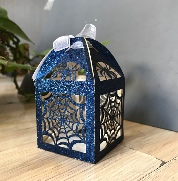 100pcs Glitter Navy Blue gift boxes,thank you gift box,small gift box,Laser Cut wedding favor box - Kdecoration