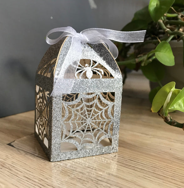 100pcs Glitter Navy Blue gift boxes,thank you gift box,small gift box,Laser Cut wedding favor box - Kdecoration