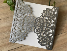 50pcs Glitter Silver Laser Cut Wedding Cards,Wedding Invitations,Laser Cut Invitations - Kdecoration