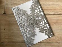 50pcs Glitter Silver Snowflake laser cut Wedding Invitations cards,Laser Cut Invitations Card,Laser Cut Wedding Cards,engagement invitation cards,bridal shower invitation cards - Kdecoration