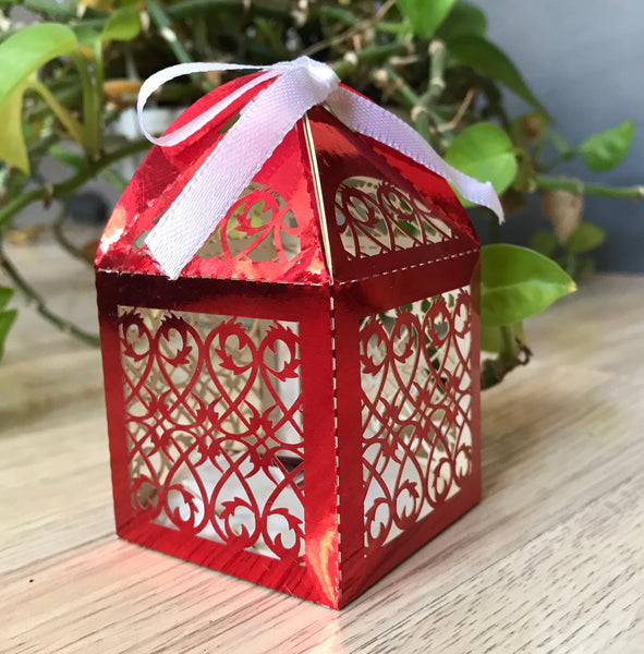 100pcs Metallic paper Wedding Favor Boxes,small Gift Packaging Boxes,Laser Cut Gift Boxes - Kdecoration