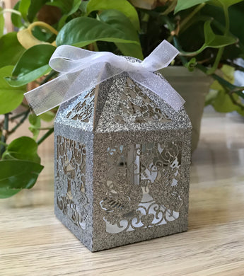 100pcs Gltter Silver Laser Cut Wedding Favor Boxes, Wedding Favors,Table Decoration - Kdecoration