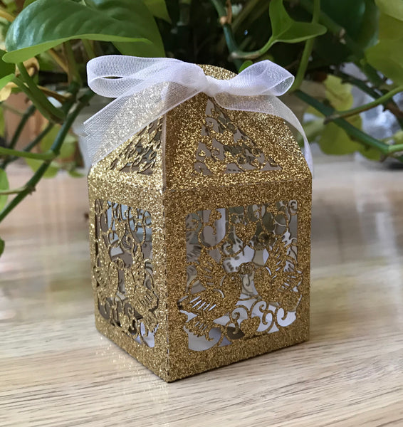 100pcs Gltter Silver Laser Cut Wedding Favor Boxes, Wedding Favors,Table Decoration - Kdecoration