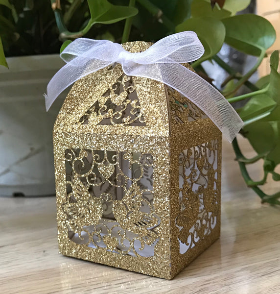 100pcs Gltter Silver Laser Cut Wedding Favor Boxes, Wedding Favors,Table Decoration - Kdecoration