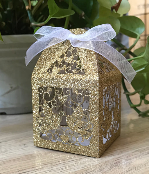 100pcs Gltter Silver Laser Cut Wedding Favor Boxes, Wedding Favors,Table Decoration - Kdecoration