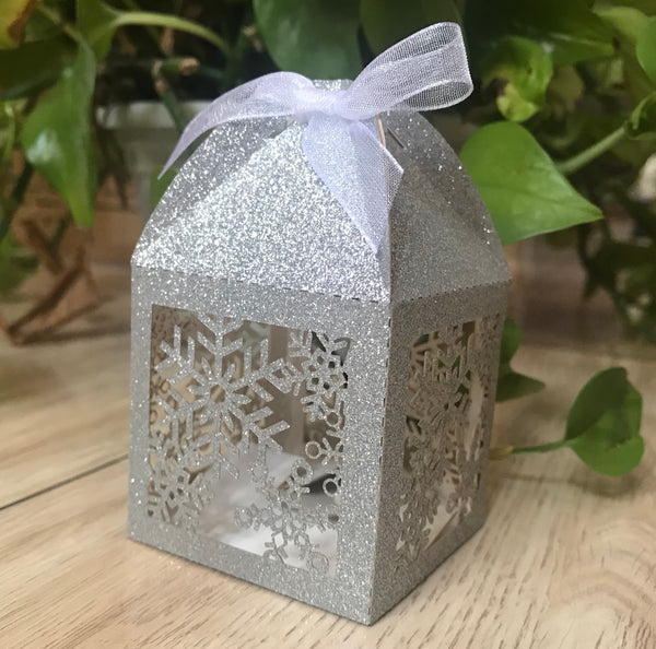 100pcs Glitter Silver Snowflake Small Gift Packaging Box,christmas party favor boxes,decorations - Kdecoration