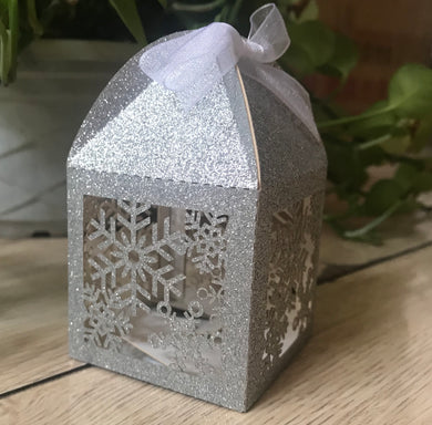 100pcs Glitter Silver Snowflake Small Gift Packaging Box,christmas party favor boxes,decorations - Kdecoration