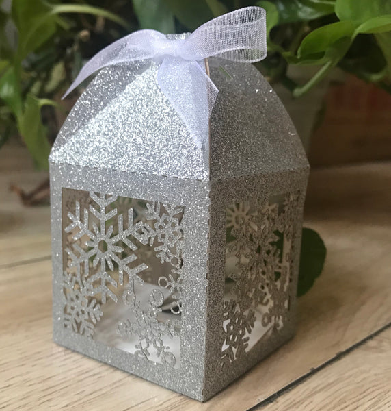 100pcs Glitter Silver Snowflake Small Gift Packaging Box,christmas party favor boxes,decorations - Kdecoration