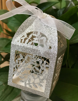 100pcs glitter silver laser cut Gift Box,laser cut wedding favor boxes,small chocolate packing boxes - Kdecoration