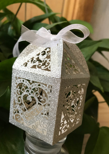 100pcs Glitter navy blue Laser Cut Wedding gift boxes,small Gift packaging Boxes,Wedding Favors - Kdecoration