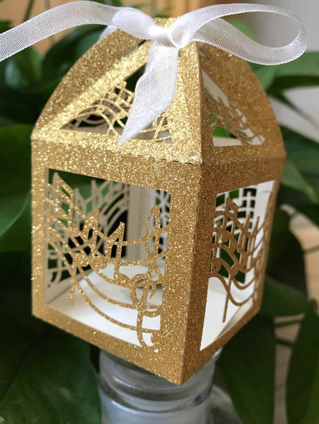 100pcs Glitter Wedding Favors,Laser Cut Wedding Gift Boxes,Small Gift Packaging Boxes - Kdecoration