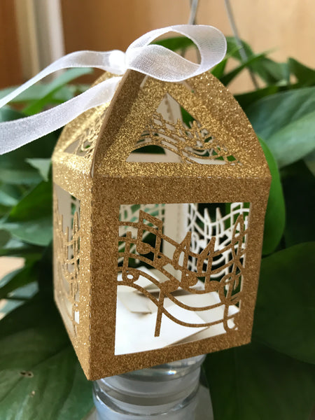 100pcs Glitter Wedding Favors,Laser Cut Wedding Gift Boxes,Small Gift Packaging Boxes - Kdecoration