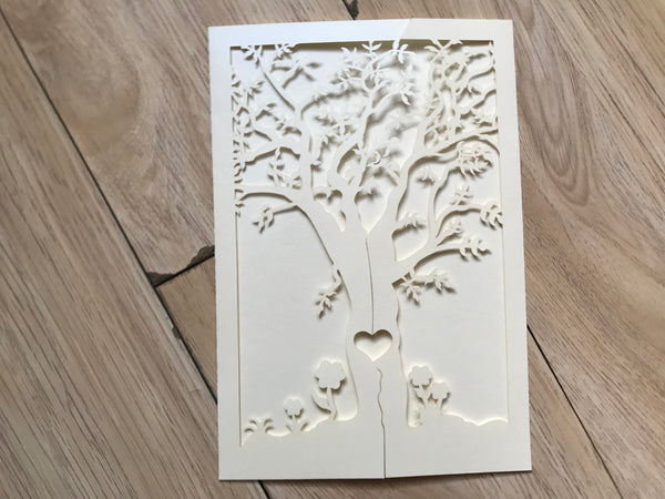 50pcs Pearl cream Birthday Invitations,Tree Laser Cut Wedding Cards,laser cut Invitations Cards - Kdecoration