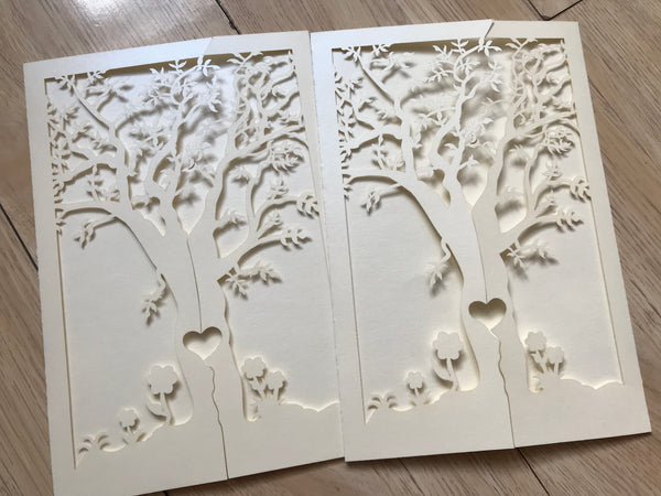 50pcs Pearl cream Birthday Invitations,Tree Laser Cut Wedding Cards,laser cut Invitations Cards - Kdecoration