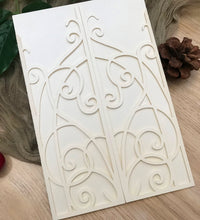 50pcs pearl cream laser cut invitations cards, custom laser cut wedding invitaions - Kdecoration