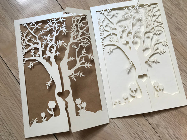 50pcs Pearl cream Birthday Invitations,Tree Laser Cut Wedding Cards,laser cut Invitations Cards - Kdecoration