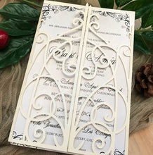 50pcs pearl cream laser cut invitations cards, custom laser cut wedding invitaions - Kdecoration