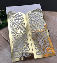 50pcs metallic gold laser cut invitation cards,custom laser cut wedding invitations cards - Kdecoration