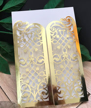 50pcs metallic gold laser cut invitation cards,custom laser cut wedding invitations cards - Kdecoration