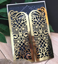 50pcs metallic gold laser cut invitation cards,custom laser cut wedding invitations cards - Kdecoration