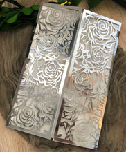 50pcs metallic silver rose laser cut wedding invitations,custom laser cut invitations - Kdecoration