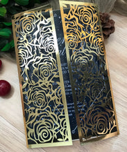 50pcs metallic gold rose custom laser cut invitations cards,laser cut wedding invitations - Kdecoration