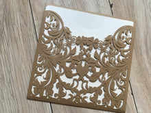 50pcs Pearl Begie Gold Laser Cut Wedding Cards,customiz pocket laser cut invitations Cover - Kdecoration