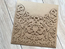 50pcs Pearl Begie Gold Laser Cut Wedding Cards,customiz pocket laser cut invitations Cover - Kdecoration