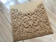 50pcs Pearl Begie Gold Laser Cut Wedding Cards,customiz pocket laser cut invitations Cover - Kdecoration